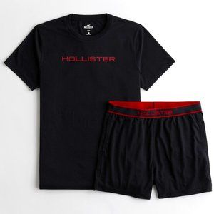 Hollister Mens Solid Black 2 PC T-Shirt & Shorts 5" Inseam Sleep Set Size XS, S